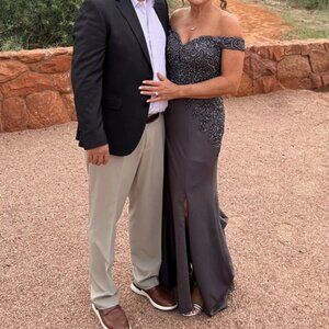 MGNY Mori Lee Dress Charcoal Style 71616